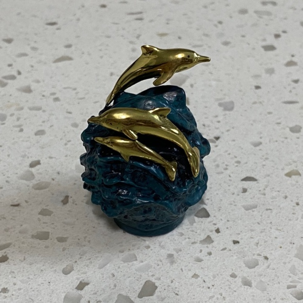 NWOT Gold Jumping Dolphins out of Ocean